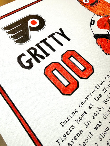 Gritty mascot logo with number 00 on a white background