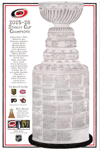 Lord Stanley's Cup - Carolina Hurricanes Personalized Season Ticket Holder Edition (24x36 Artwork Print)